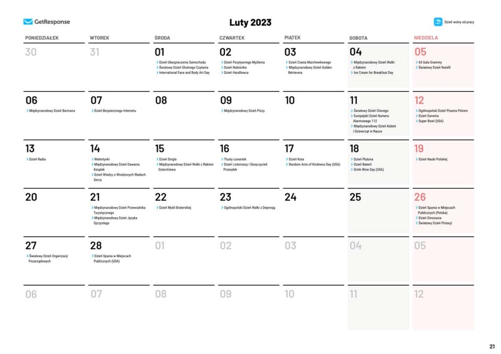 GetResponse - planer i kalendarz marketera 2023